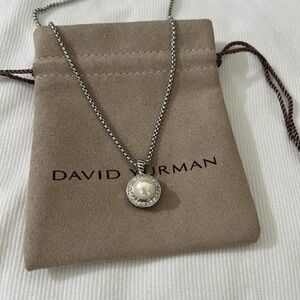 David Yurman Silver and White Pearl Necklace